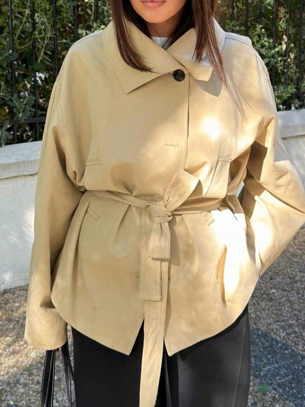 Khaki Casual Women's Elegant Street Style Trench Coat